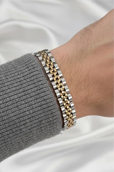 Valmont Accessories Zincir Model Altın/Metalik Erkek Çelik Bileklik