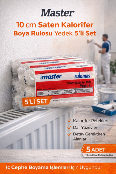 First Master Master 10 cm Saten Parmak Rulo Yedeği 5’li Paket