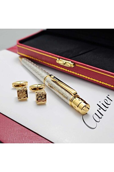 Cartier قلم كارتير لويس بنقوش هندسية مع كبك كارتير مكعب