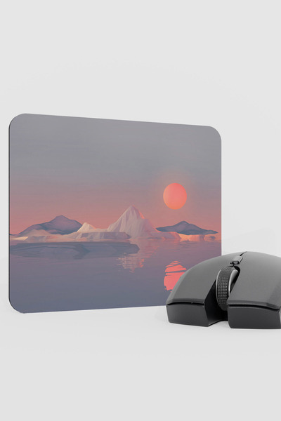mousepad bastir Digital Glaciers and Sunset V4 22X18 Gaming Rubber Non-Slip B...