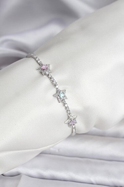 Inure Jewelry Colorful Star Model Zircon Stone Silver Color Brass Waterway Wo...