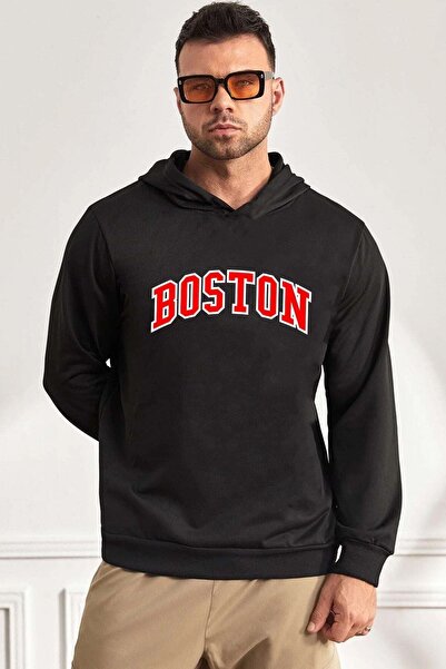 donamod Hanorac unisex cu imprimeu Boston KPP-negru-boston