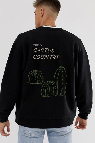 donamod Hanorac negru oversize Cactus Adrift58