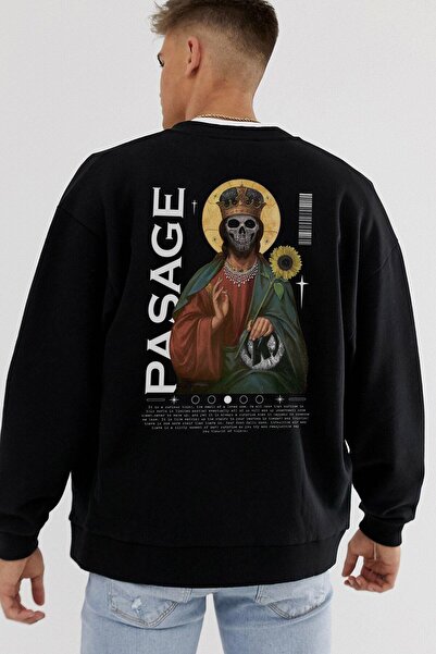 donamod Hanorac negru supradimensionat Death Love Adrift304