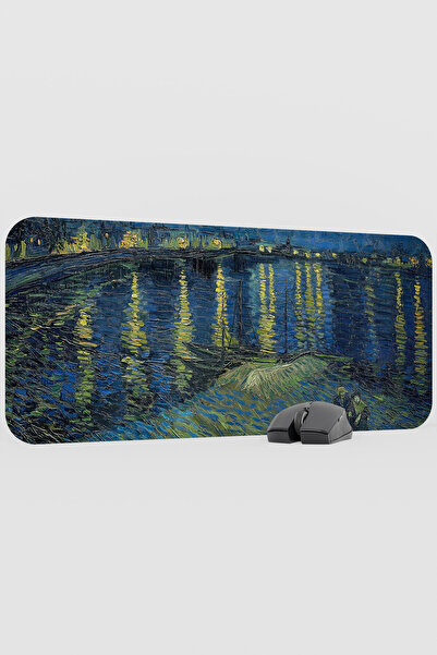 mousepad bastir Van Gogh Starry Night by the River V5 70X30 XL Gaming Rubber ...