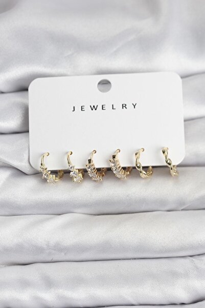 Inure Jewelry طقم أقراط نسائية من حجر الزركون بلون ذهبي نحاسي