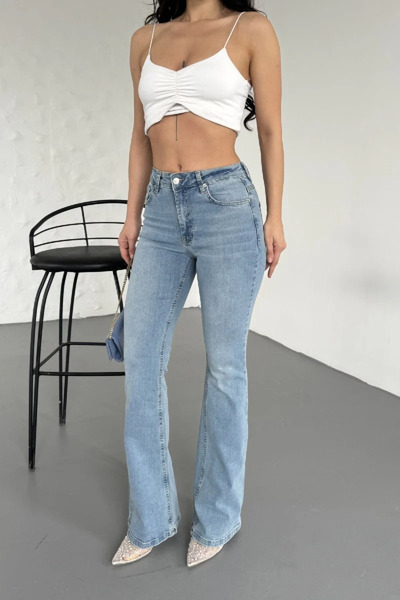 Coşkun GİYİM Women's Flared Skinny Jeans Light Blue 867-15