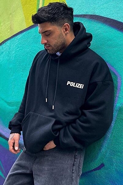 donamod Унисекс полицейска блуза с печат на гърба KP-BLACK-POLICE