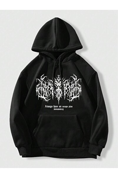 donamod للجنسين النساء/الرجال الجرونج الشرير شعار الرسم الكنغر جيب الرباط هوديي