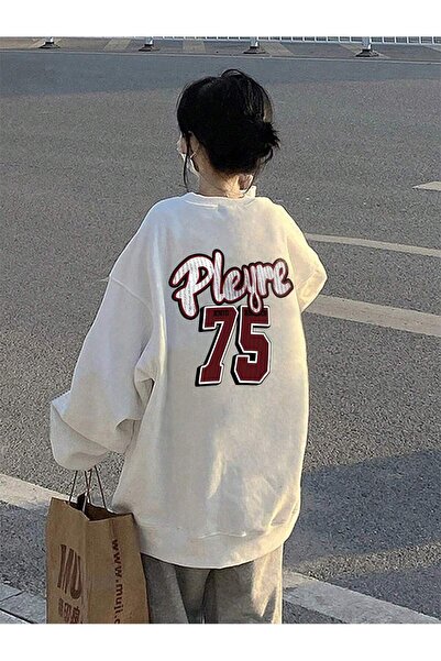 donamod Seria Coke Letter Graphic Drop Shoulder Oversized Pullover