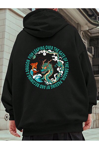 donamod سترة بغطاء للرأس بتصميم شعار التنين الصيني من سلسلة Coko