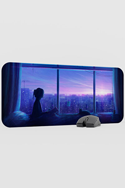 mousepad bastir Digital Cat Girl V1 70X30 XL Gaming Rubber Non-Slip Base Mous...