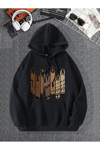 donamod Hanorac cu șnur din seria Coko Building & Letter Graphic Kangaroo Pocket