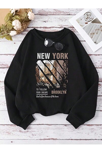 donamod Hanorac unisex pentru femei/bărbați cu grafică cu litere și clădiri