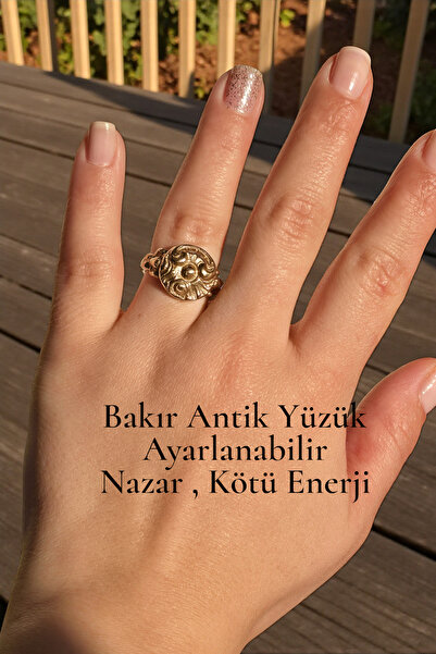 NBS Beautiful Naturel Stones خاتم نحاسي عتيق قابل للتعديل بتصميم أنيق عالي ال...