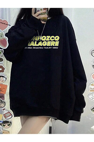 donamod Pulover cu umeri căzuți grafic cu slogan din seria Coke