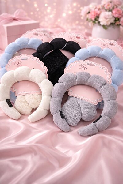 Glowa Siyah Peluş Yumuşak Saç Bandı – Makyaj & Cilt Bakım Bandanası(1 Adet)