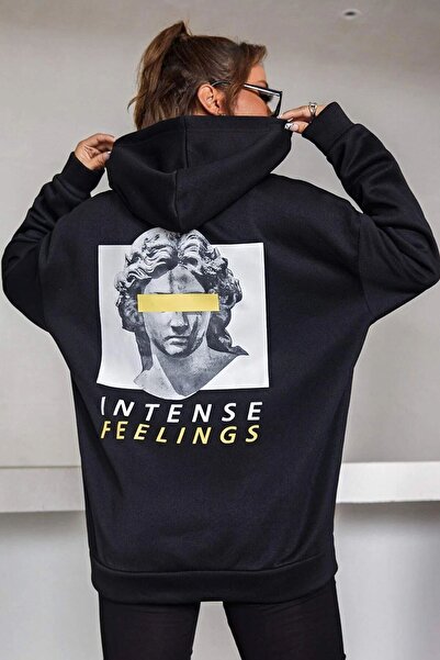 donamod Φούτερ Unisex Αισθητικής στάμπας KP-Black-Sculpture