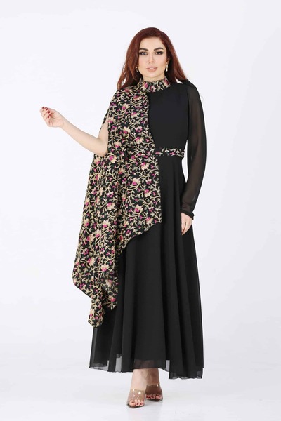 modern designer Ramadan chiffon jalabiya with shawl