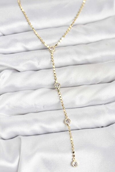 Inure Jewelry قلادة نسائية من الفولاذ 316L بلون ذهبي وسلسلة ملتوية طراز Y