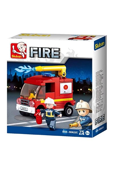 Sluban Set de construcții pentru pompieri, 75 de piese, Mașină de pompieri, m...