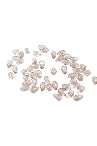 Serhat Aksesuar ve El İşçilik 10x14 mm Damla Açık Bej Akrilik Boncuk (25 gr 3...