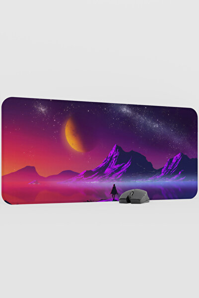 mousepad bastir Digital Neon Milky Way V1 90X40 XXL Gaming Rubber Non-Slip Ba...
