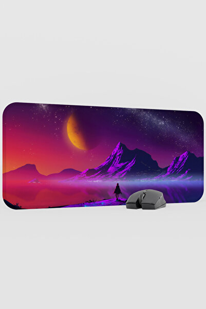 mousepad bastir Digital Neon Milky Way V1 70X30 XL Gaming Rubber Non-Slip Bas...