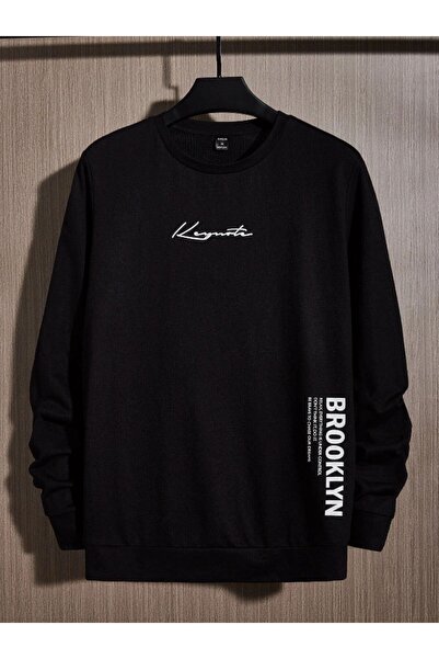 donamod Hanorac negru Keymate Brooklyn Crewneck pentru bărbați keymatebrklyns...