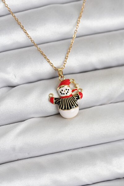 Inure Jewelry قلادة نسائية من الفولاذ 316L بلون ذهبي مع شكل رجل الثلج، تصميم ...