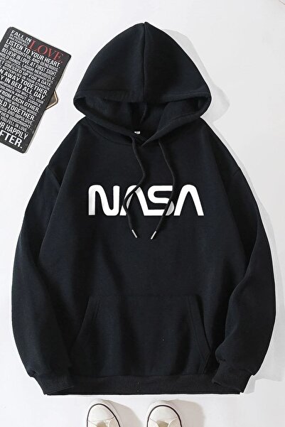 donamod Hanorac unisex cu imprimeu NASA KPP-Negru-NS(Scrisoare)