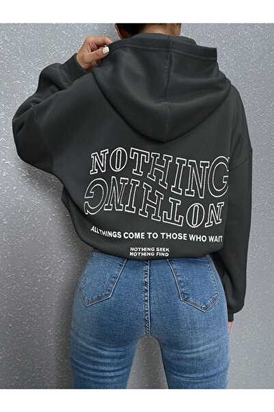 donamod Hanorac supradimensionat pentru femei Smoked Reverse Plain Nothing Pr...