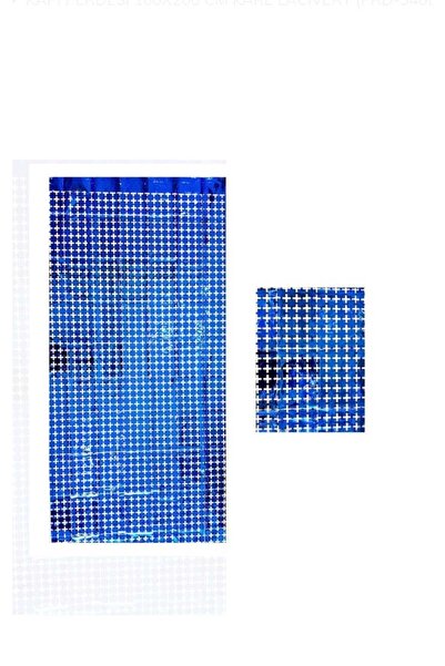PARTİ AŞKI Metalik Mavi Renk Arka Fon Pul Desen Kapı Perdesi & 100x200cm