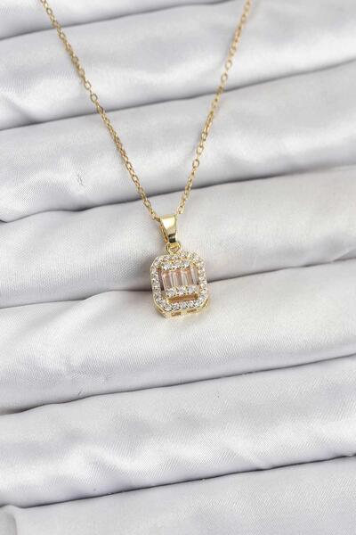 Inure Jewelry قلادة نسائية من الفولاذ 316L بلون ذهبي طراز باجيت