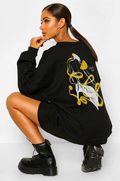 donamod Gola skulptura Oversize kroj crna majica VDPSWT35