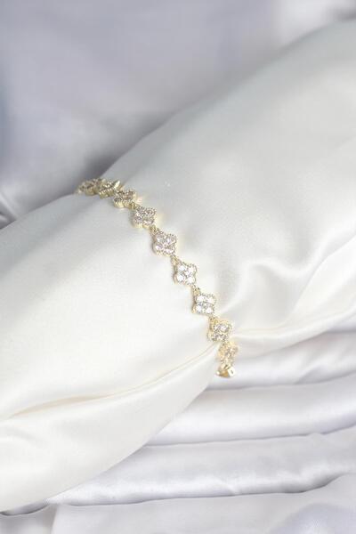 Inure Jewelry Zircon Stone Brass Clover Model Bracelet