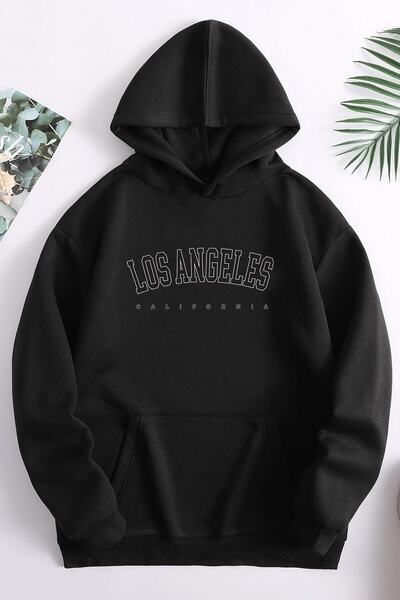 donamod Unisex Φούτερ με στάμπα Los Angles kp-Μαύρα-losangles