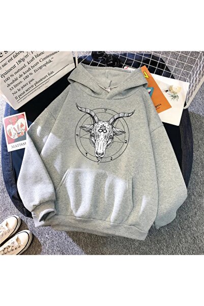 donamod Grey Gothic Keçi cu imprimeu supradimensionat Unisex Swea tricou bsgg...