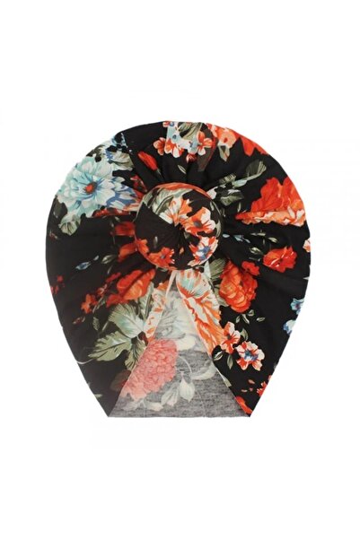 Superbaby Black flowered turban hat