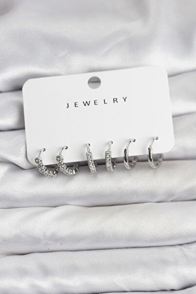 Inure Jewelry طقم أقراط نسائية من النحاس الفضي مع أحجار الزركون