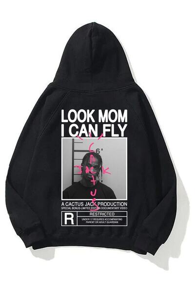 donamod Unisex Look Mom I Can Fly Black Swea tricou Trndz330