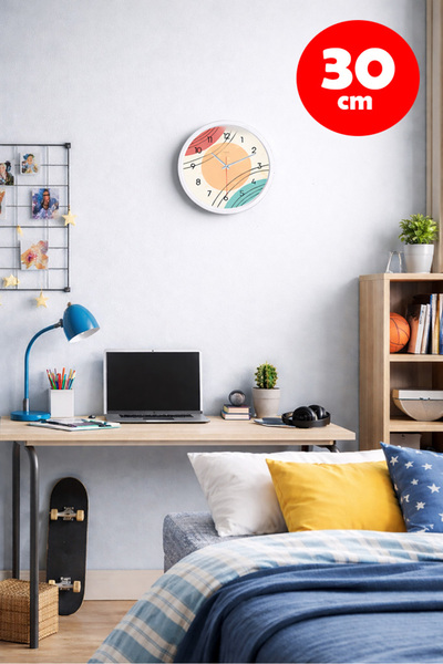 VALDEMAR Revello 30 cm Modern Soyut Tasarım Duvar Saati - Renkli Salon Mutfak...