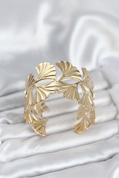 Inure Jewelry Brass Gold Color Sheet Fan Model Women's Bracelet