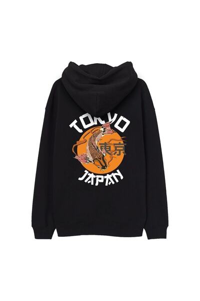 donamod Unisex Sa kapuljačom crna Oversize kroj majica Štampano Tokyo TOKYOSWEAT