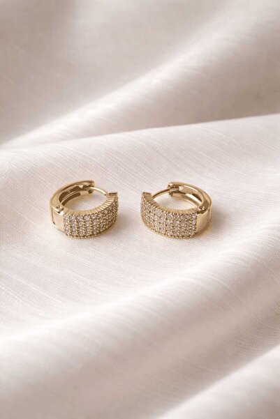 XUPING JEWELRY Zirkon Taşlı Gold Çelik Halka Küpe