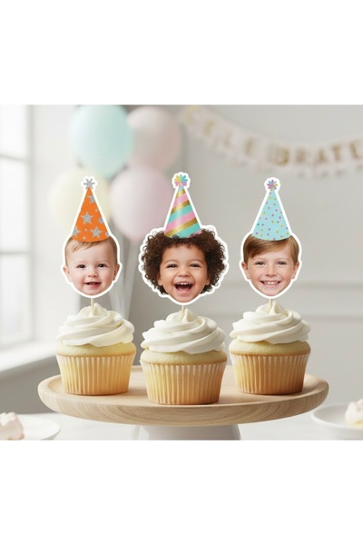Sebu Kişiye Özel Fotoğraflı Cupcake Pasta Kürdanı