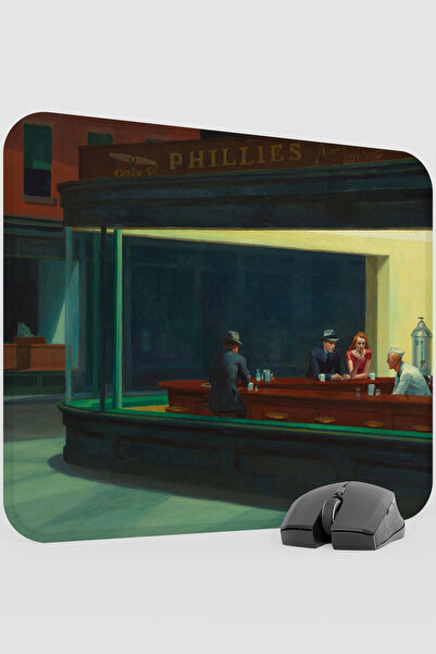 mousepad bastir Nighthawks Night Birds Painting Hopper V5 48X40 XL Gaming Rub...