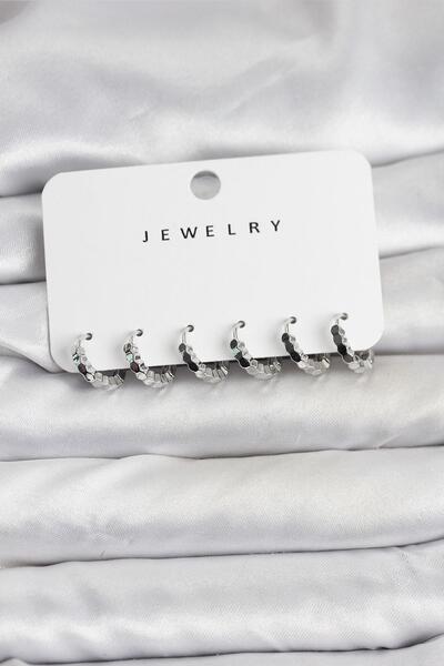 Inure Jewelry طقم أقراط نسائية من النحاس الفضي اللون بتفاصيل خلية النحل البسيطة