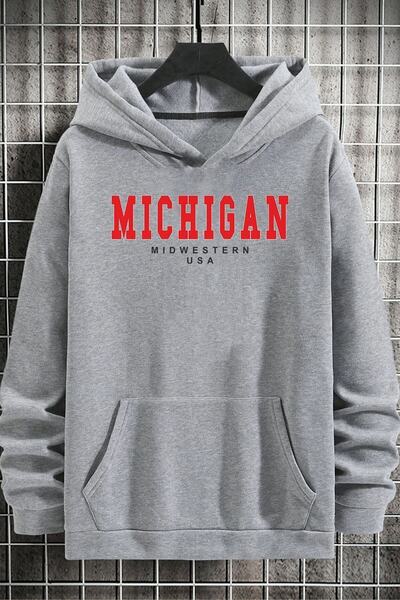 donamod Hanorac unisex cu imprimeu Michigan KPP-negru-Michigan