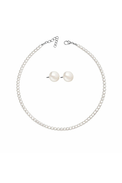 House of Crystals 4 mm Glass Pearl Choker Set Bella Necklace and Earrings